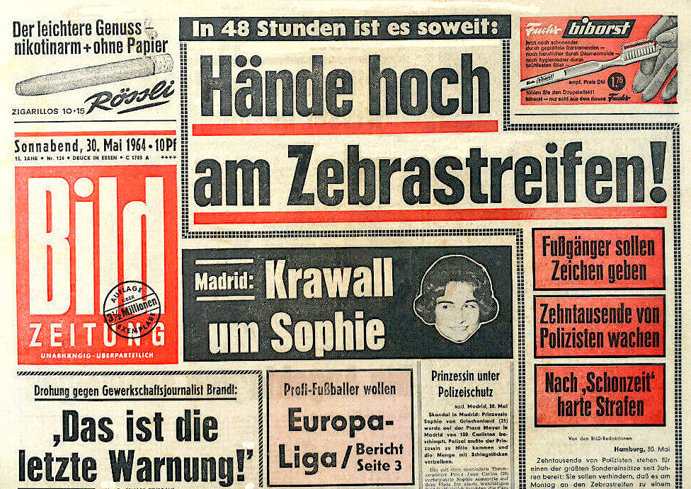 Bild Zeitung 1964: Hände hoch am Zebrastreifen!