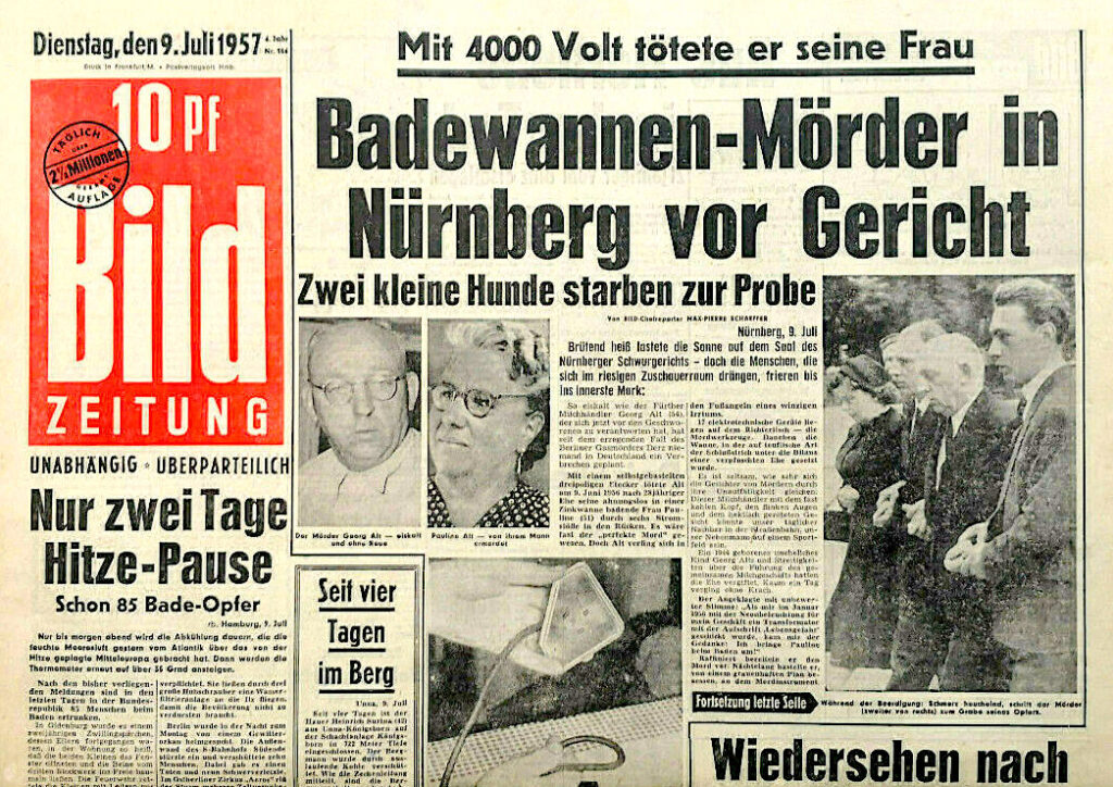 Bild Zeitung 1957: Badewannen-Mörder in Nürnberg vor Gericht