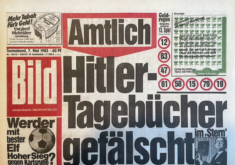 Zeitung 7.Mai 1983: Amtlich Punkt Hitler Tagebücher gefälscht! 