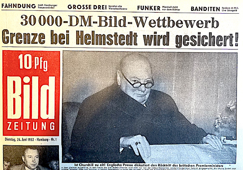 Erste Bild Zeitung 1952: Im Jahre 1974 kostete die Bild Zeitung schon 25 Pfennig.