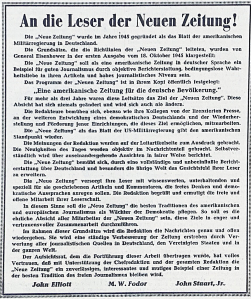 Original Zeitung vom Geburtstag: Die Neue Zeitung 1954