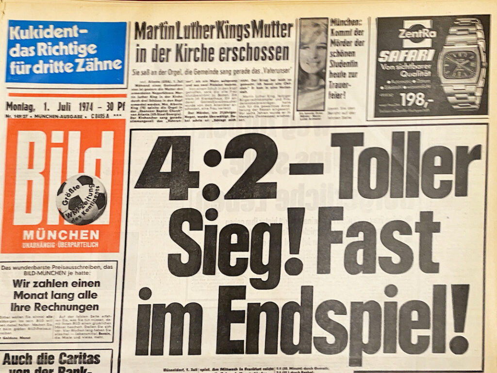 BILDZEITUNG 1. Juli 1974: FAST IM ENDSPIEL !