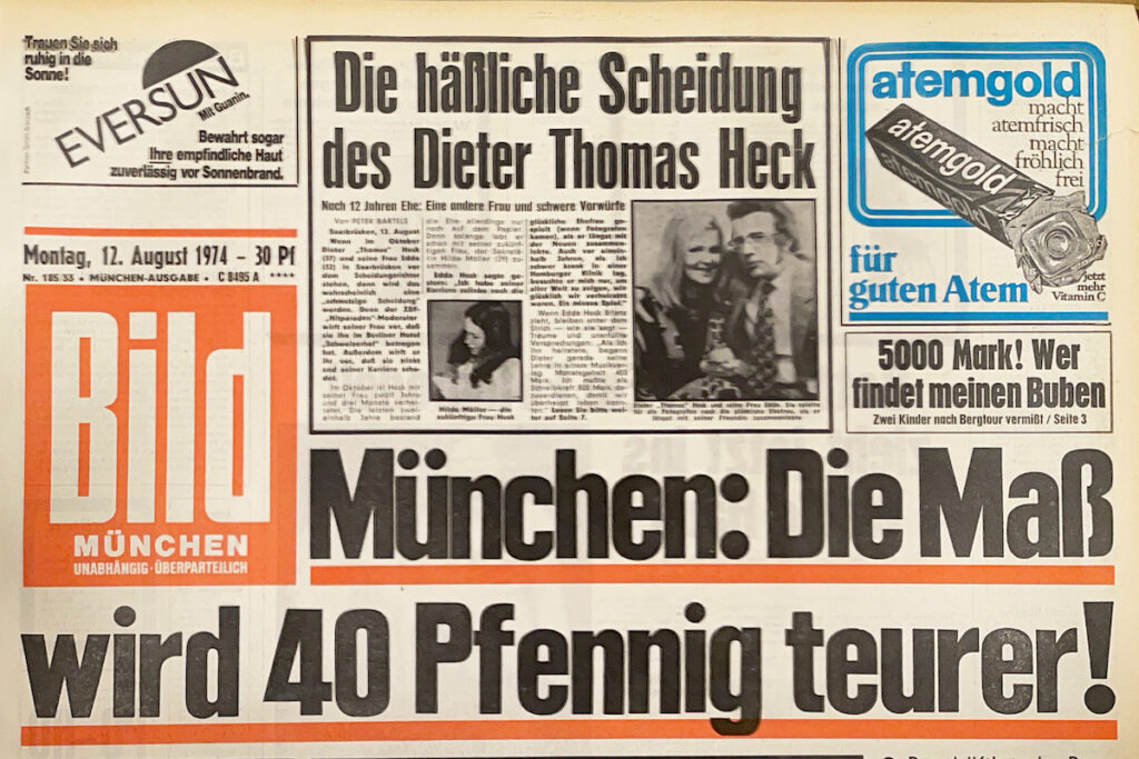 Münchener OKTOBERFEST 1974: Der Preis für ein Maß