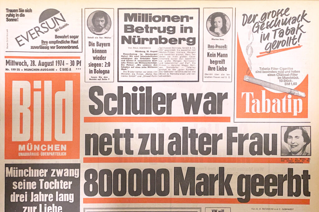 Bild Zeitung 28. August 1974: Vom Tag der Geburt zum Geburtstag!