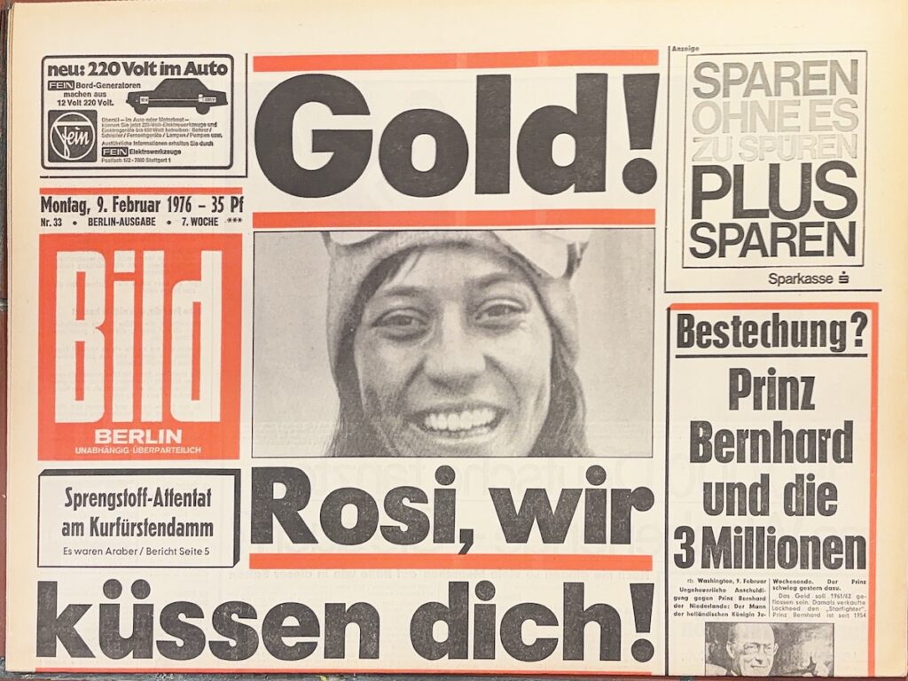 Bild Zeitung 1976 mit Rosi Mittermaier