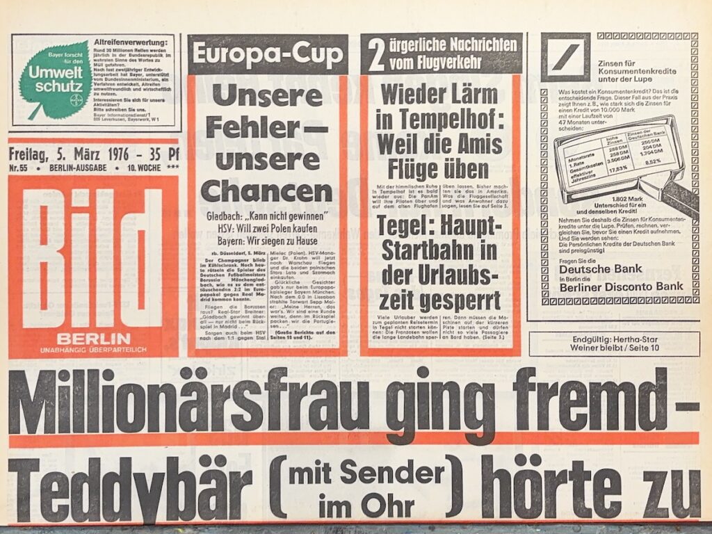 Hier bestellen Bild Zeitung 1976 zum Geburtstag vom Tag der Geburt