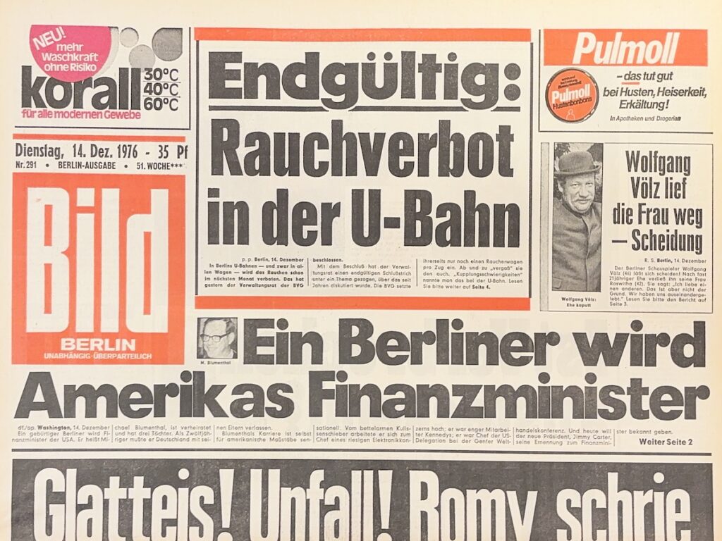BILDZEITUNG 1976 RAUCHVERBOT IN UBAHN