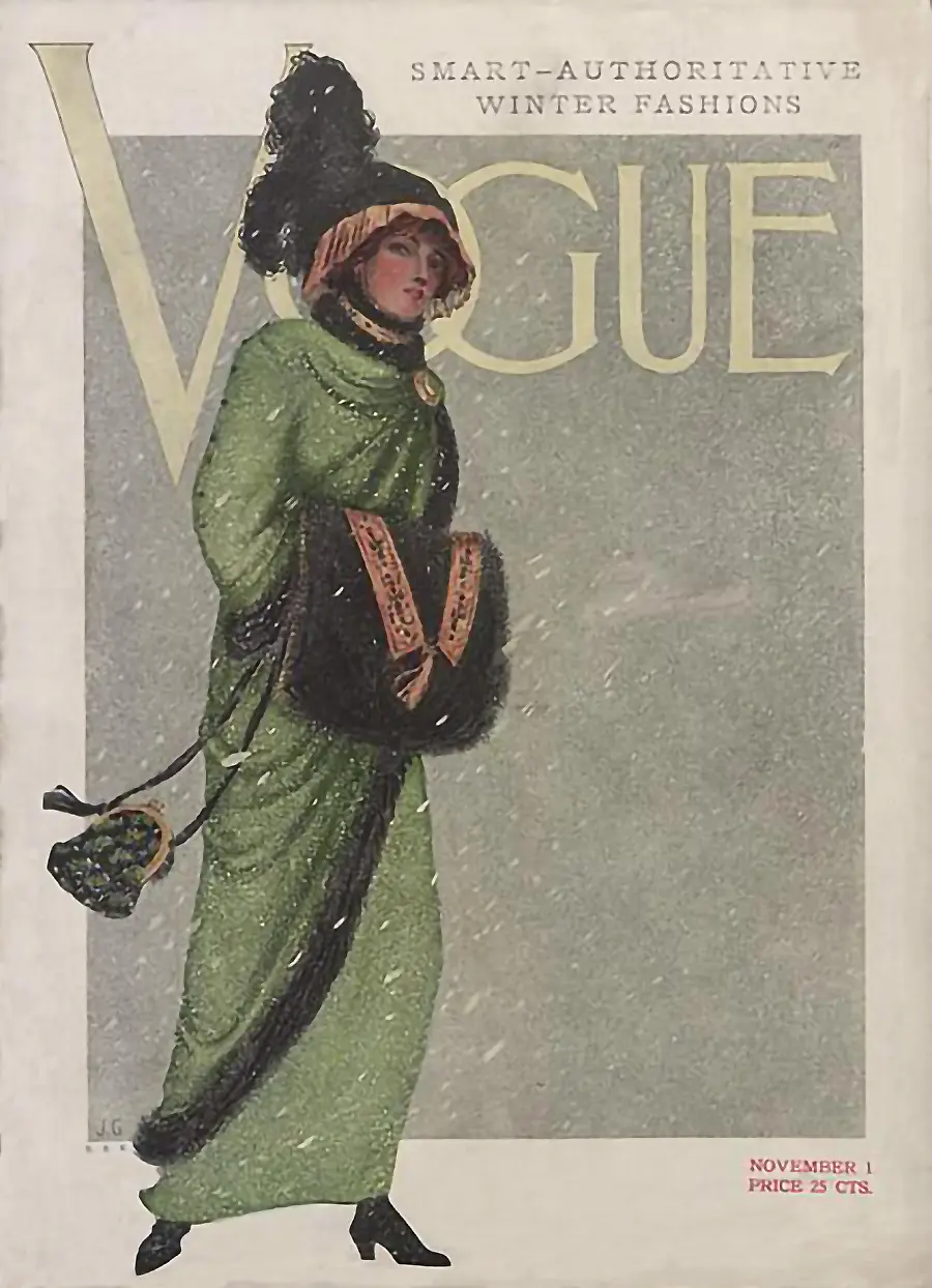 VOGUE Titelbild von 1910 mit eleganter Damenmode der Belle Époque