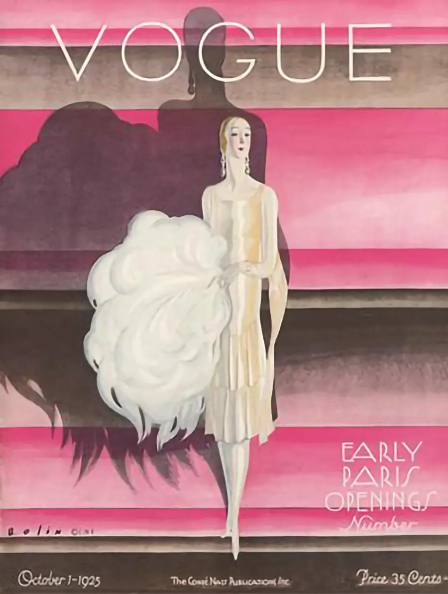 VOGUE Titelbild von 1925 mit Art-Déco-Mode und eleganter Damenillustration der Goldenen Zwanziger