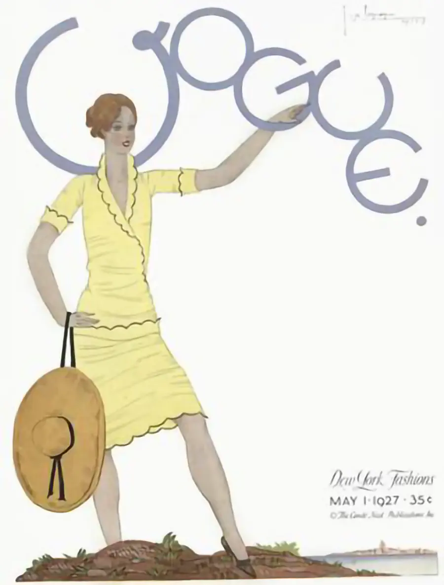 VOGUE Titelbild von 1927 mit moderner Damenmode und Art-Déco-Eleganz der Goldenen Zwanziger