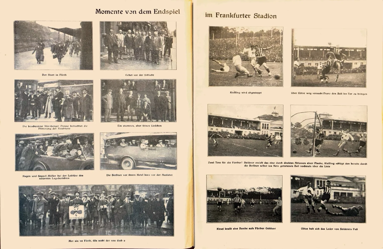 Historische Kicker-Doppelseite 1926 zum Endspiel SpVgg Fürth gegen Hertha BSC