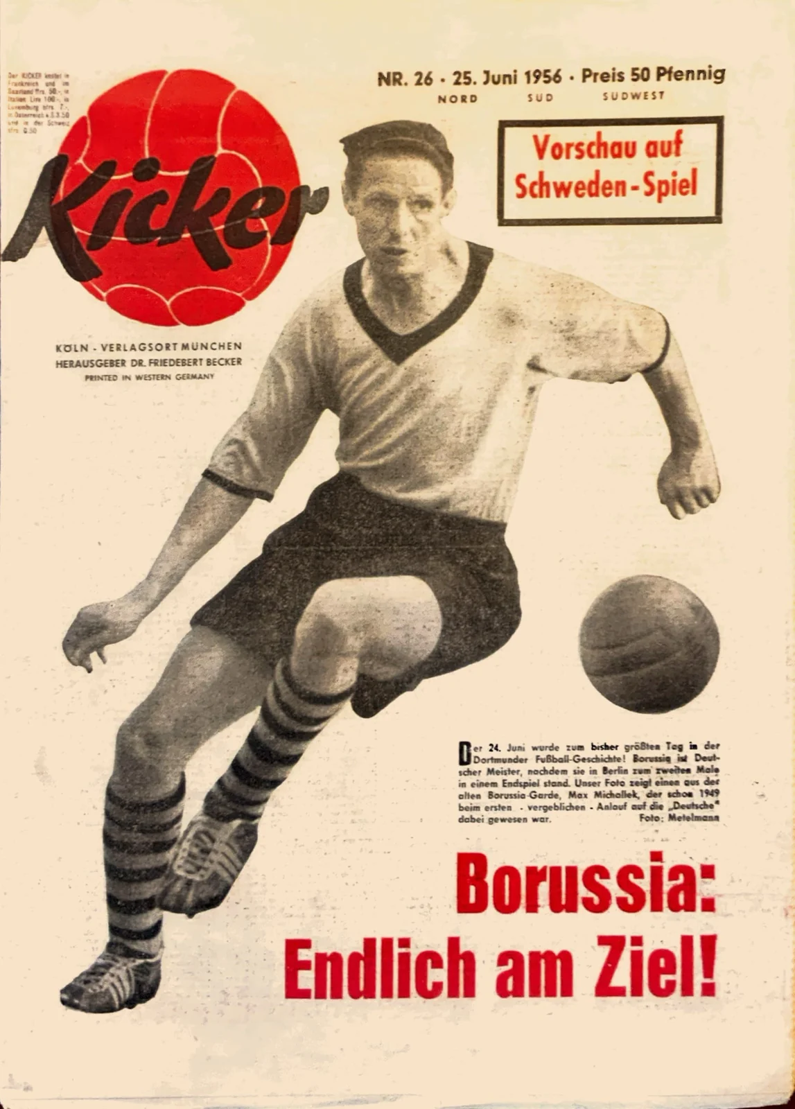 Geschenk für Fußballfan zum 70. Geburtstag – Kicker 1956 Borussia Dortmund Deutscher Meister