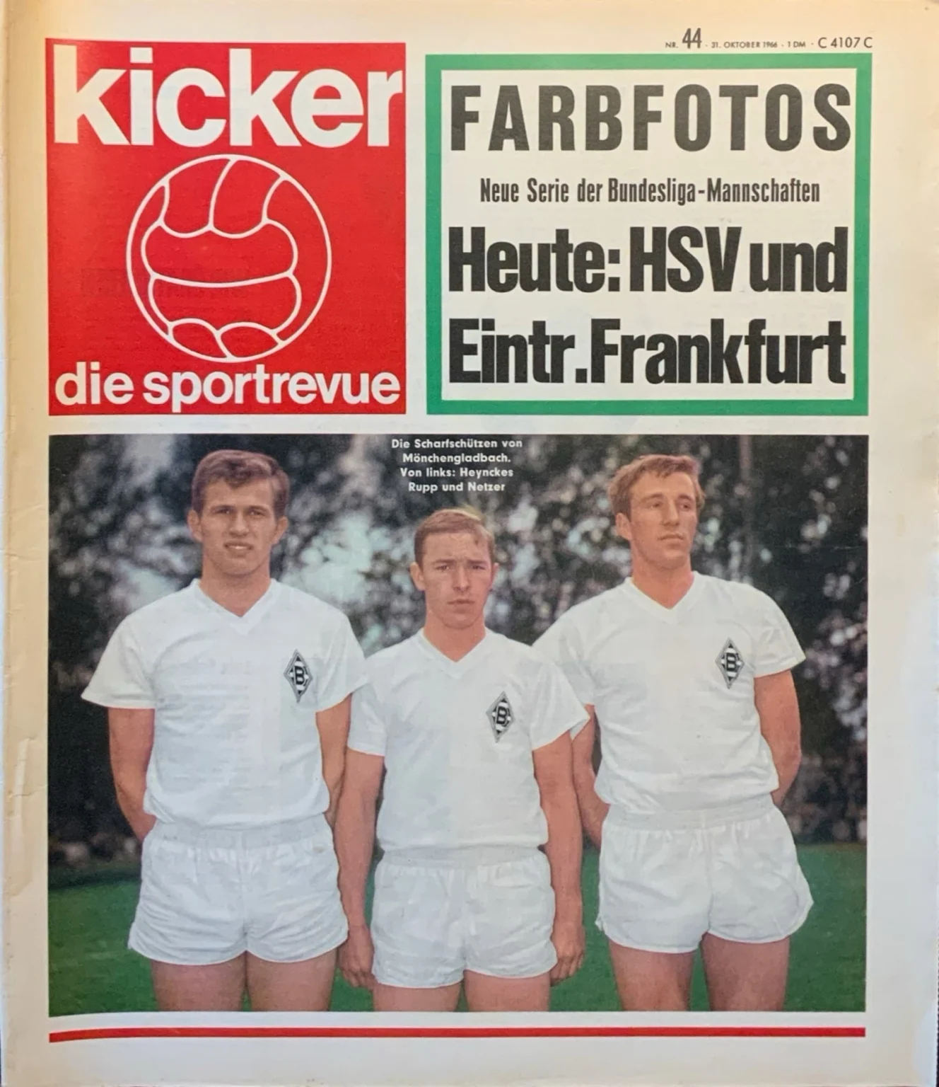 Historischer Kicker 1966 mit Jupp Heynckes Herbert Laumen und Günter Netzer