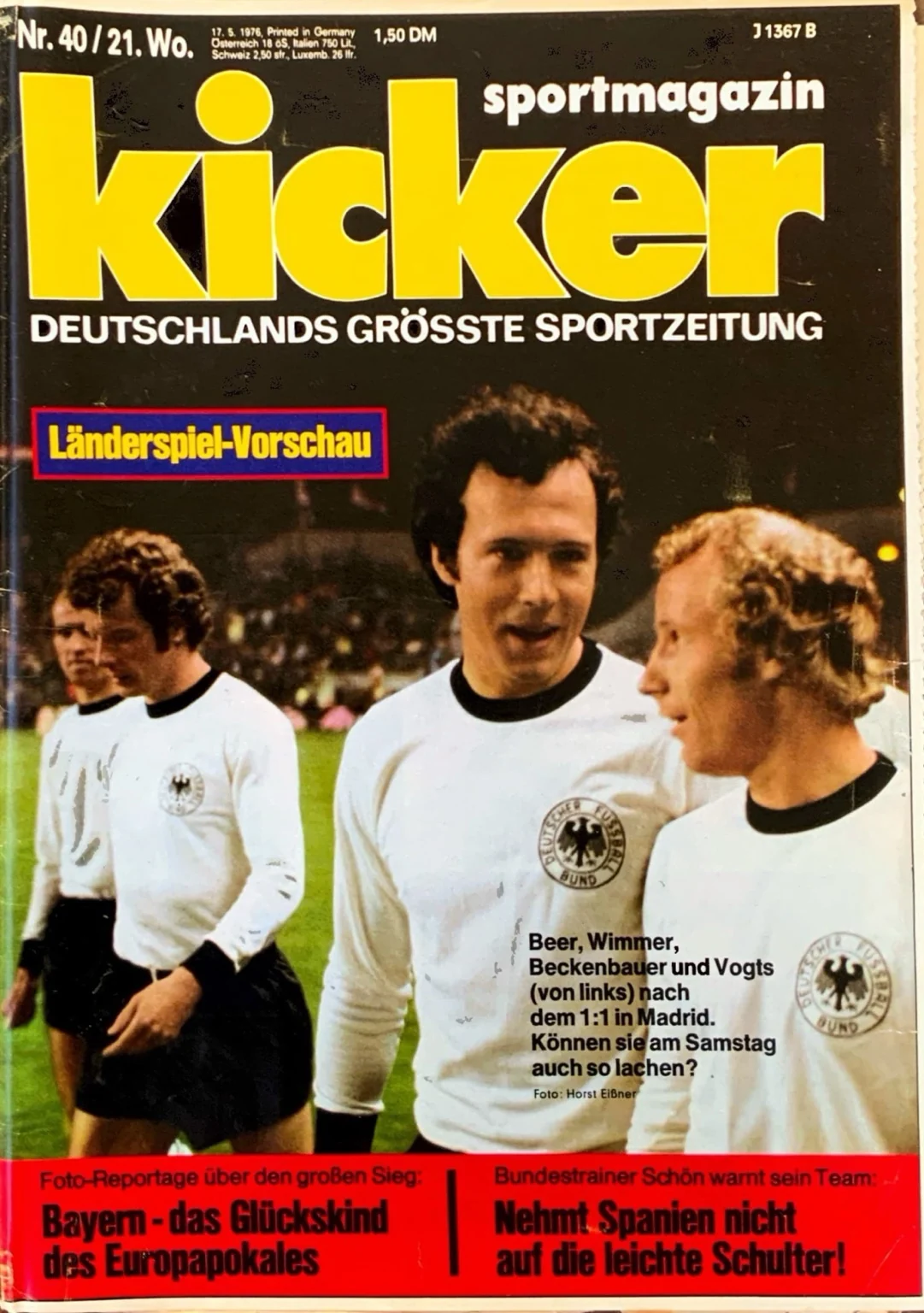 Geschenk für Fußballfan zum 50. Geburtstag – Kicker 1976 mit Beckenbauer Vogts und Nationalmannschaft